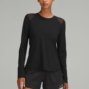 Lululemon Black Sculpt Long Sleeve Pleated Shirt Size 8
